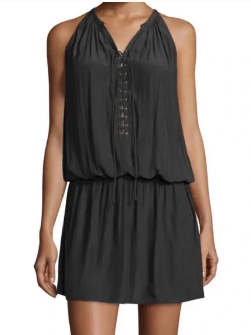Ramy Brook Black Sleeveless Lace-Up Mini Dress